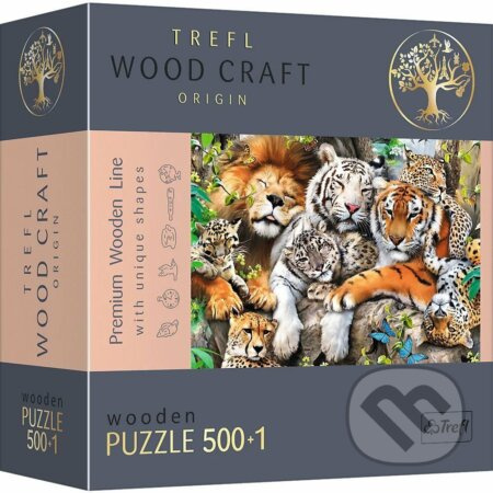 Divoké mačky v džungli (Drevené puzzle) - puzzle z kategorie Zvířata