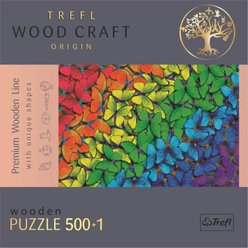 TREFL Wood Craft Origin Duhoví motýli 501 dílků