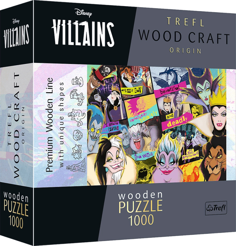 TREFL Wood Craft Origin puzzle Disney: Setkání záporáků 1000 dílků