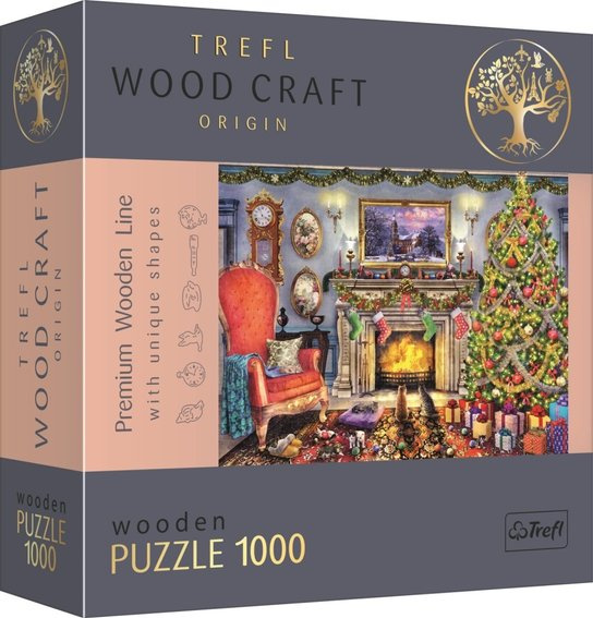 Dřevěné oboustranné puzzle TrefL U krbu 1000 dílků