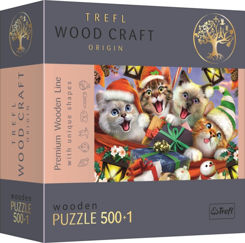 TREFL Wood Craft Origin Vánoční kočky 501 dílků