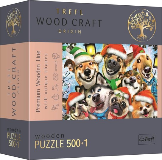 Dřevěné puzzle Vánoční psi 501 dílků