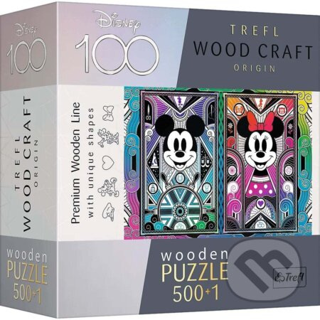 TREFL Wood Craft Origin puzzle Mickey Mouse a Minnie 501 dílků