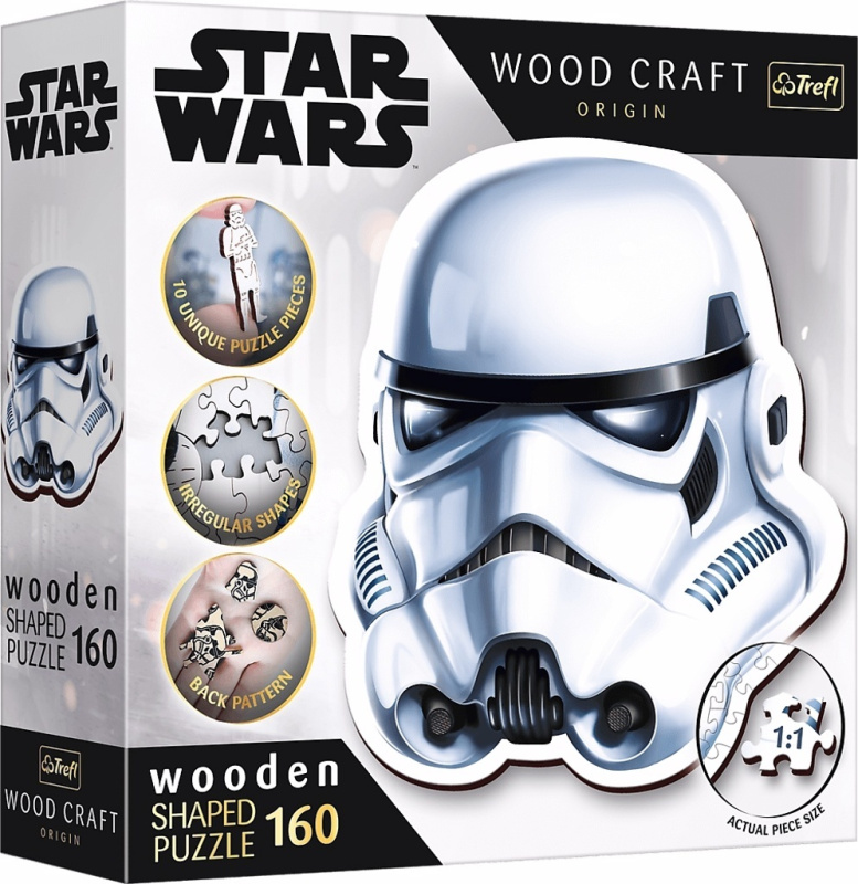 TREFL Wood Craft Origin puzzle Star Wars: Helma stormtroopera 160 dílků