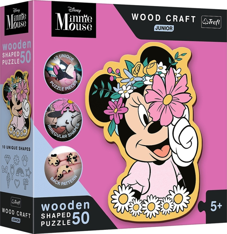 TREFL Wood Craft Junior Ve světě Minnie Mouse 50 dílků