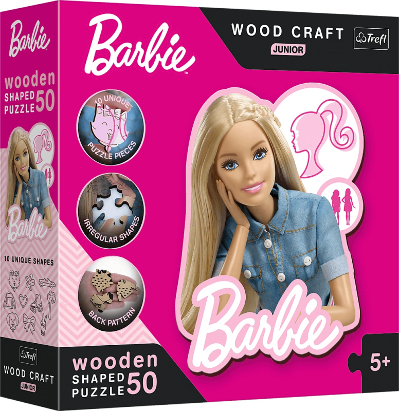 TREFL Wood Craft Junior Krásná Barbie 50 dílků