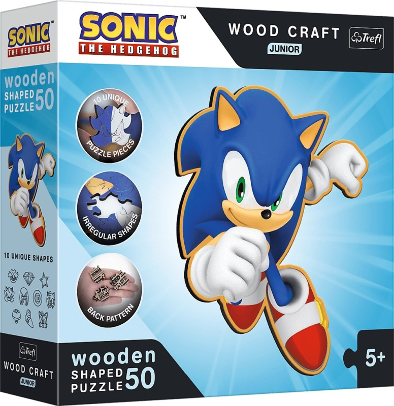 TREFL Wood Craft Junior Chytrý Ježek Sonic 50 dílků