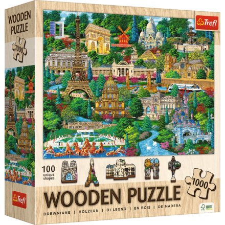 Dřevěné puzzle Slavná francouzská místa 1000 dílků
