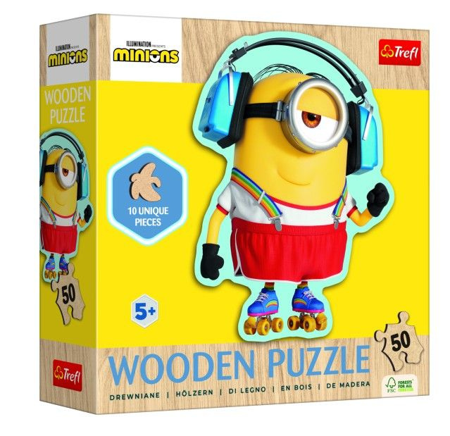 TREFL Dřevěné obrysové puzzle Mimoni: Šílený Mimoň 50 dílků