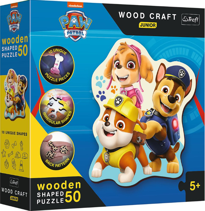 Dřevěné oboustranné puzzle Tlapková patrola 50 dílků