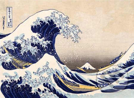 TREFL Dřevěné puzzle Art: Hokusai - Velká vlna Kanagawa 200 dílků