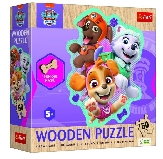 Dřevěné puzzle 50 prvků Psi Patrol Happy Bunch of Doggies