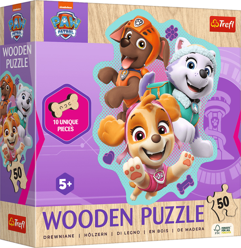 Dřevěné puzzle 50 prvků Psi Patrol Happy Bunch of Doggies