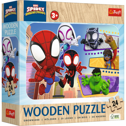 TREFL Dřevěné puzzle Spidey a jeho úžasní přátelé 24 dílků