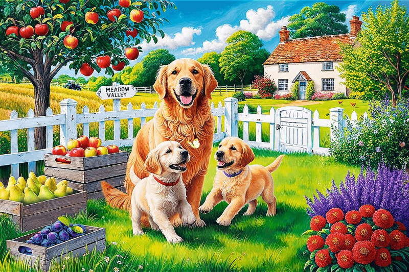 Puzzle Pieski na vsi