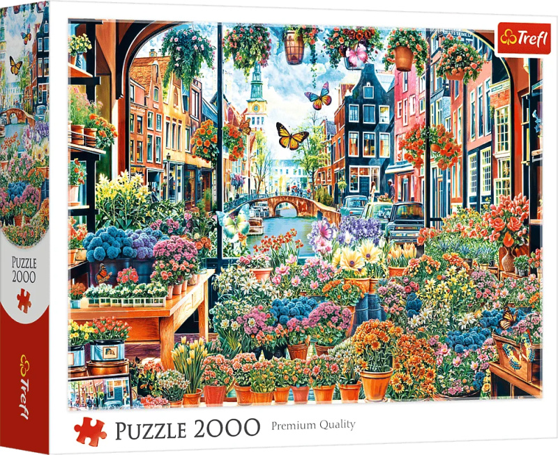 Puzzle TREFL Květinářství v Amsterdamu 2000 dílků