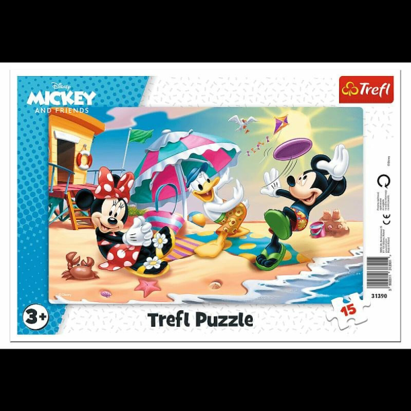 TREFL Puzzle Mickey a Minnie: Zábava na pláži 15 dílků