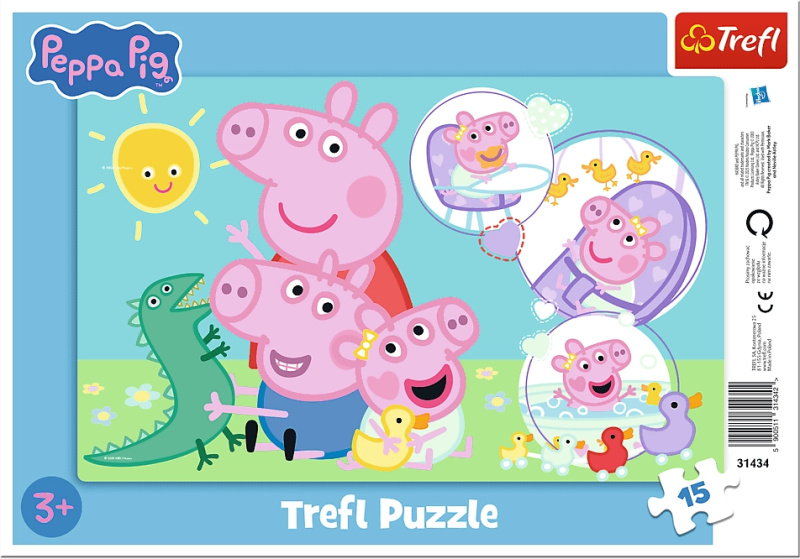 Puzzle Prasátko Peppa 15 dílků na podložce