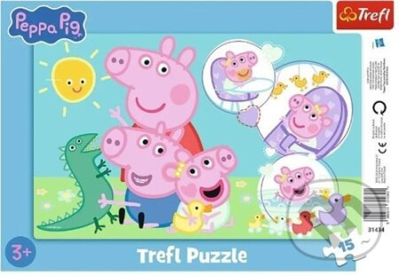Puzzle Prasátko Peppa 15 dílků na podložce