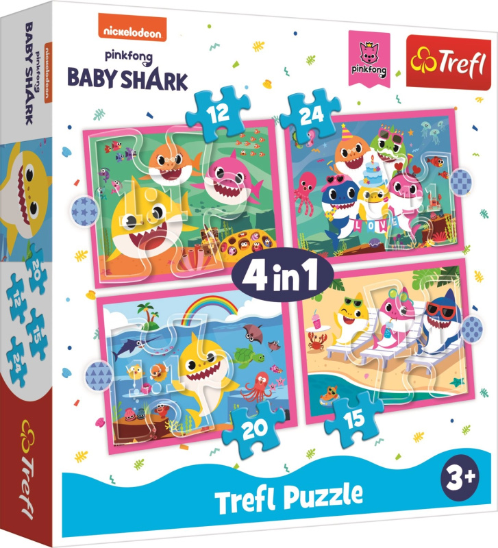TREFL Baby Shark: Rodina 4v1 12,15,20,24 dílků