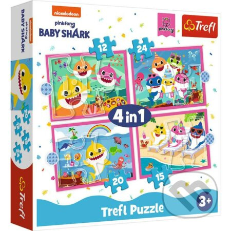 TREFL Baby Shark: Rodina 4v1 12,15,20,24 dílků