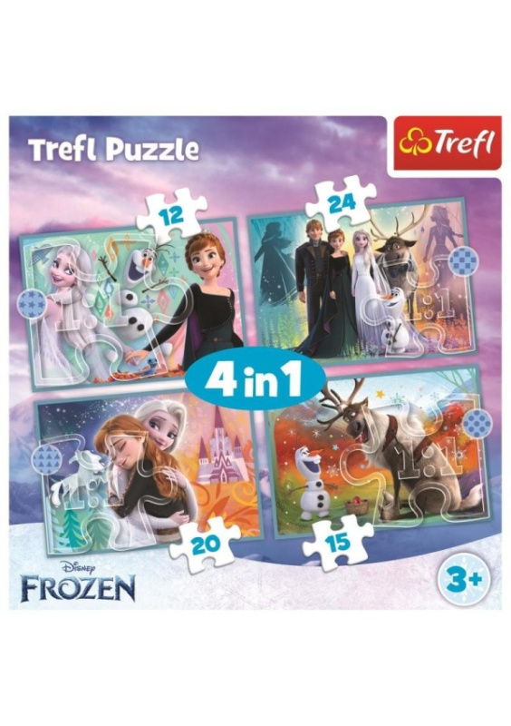 TREFL Puzzle Ledové království: Úžasný svět 4v1 (12,15,20,24 dílků)