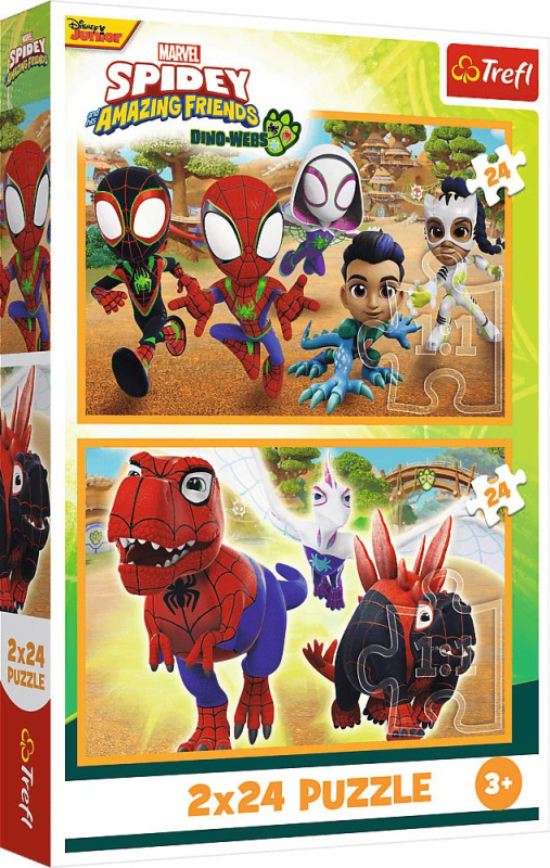 Puzzle Spidey a dinosauři 2x24 dílků