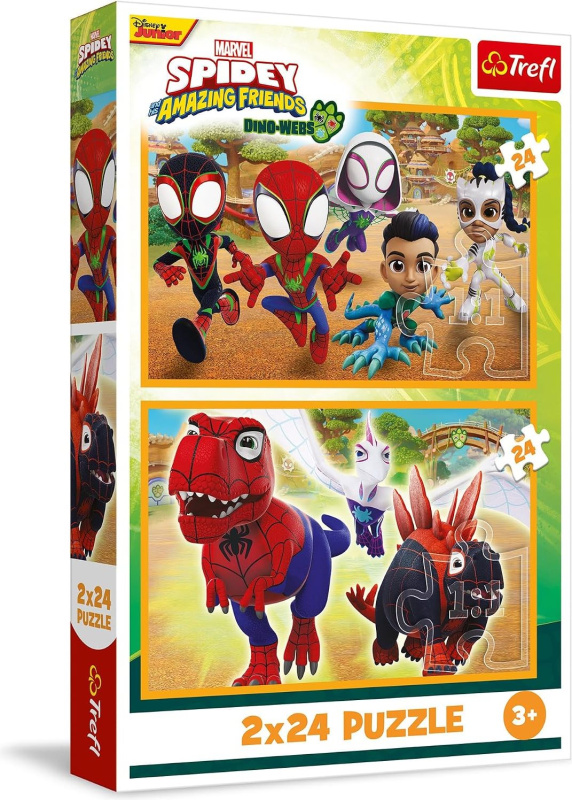Puzzle Spidey a dinosauři 2x24 dílků