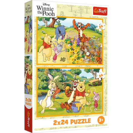 Puzzle 2x24 Den v zahradě - Disney Medvídek Pú