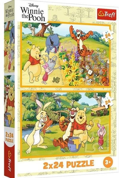 Puzzle 2x24 Den v zahradě - Disney Medvídek Pú