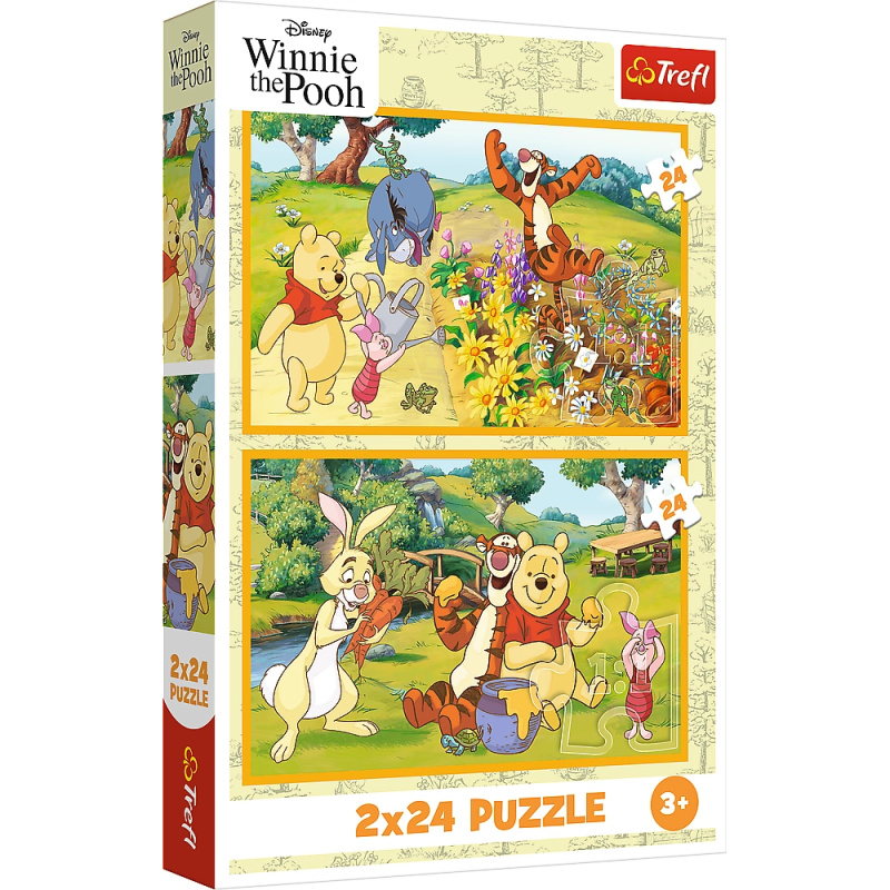 Puzzle 2x24 Den v zahradě - Disney Medvídek Pú