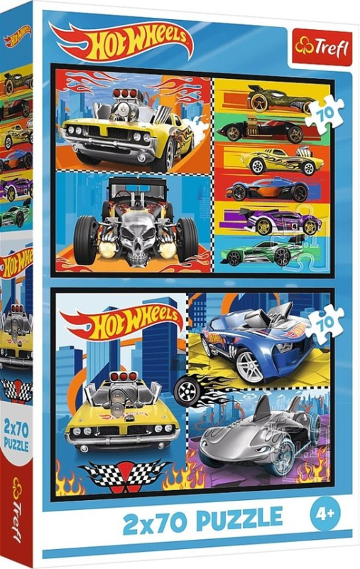 Puzzle 2x70 autíčka Hot Wheels