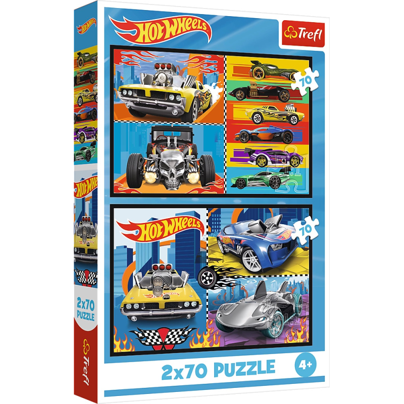 Puzzle 2x70 autíčka Hot Wheels