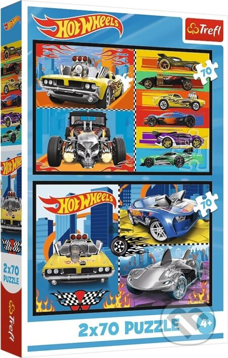 Puzzle 2x70 autíčka Hot Wheels