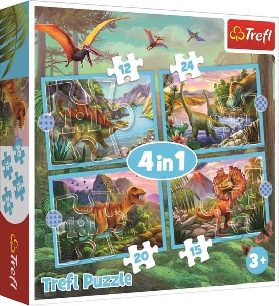 TREFL Jedineční dinosauři 4v1 12,15,20,24 dílků