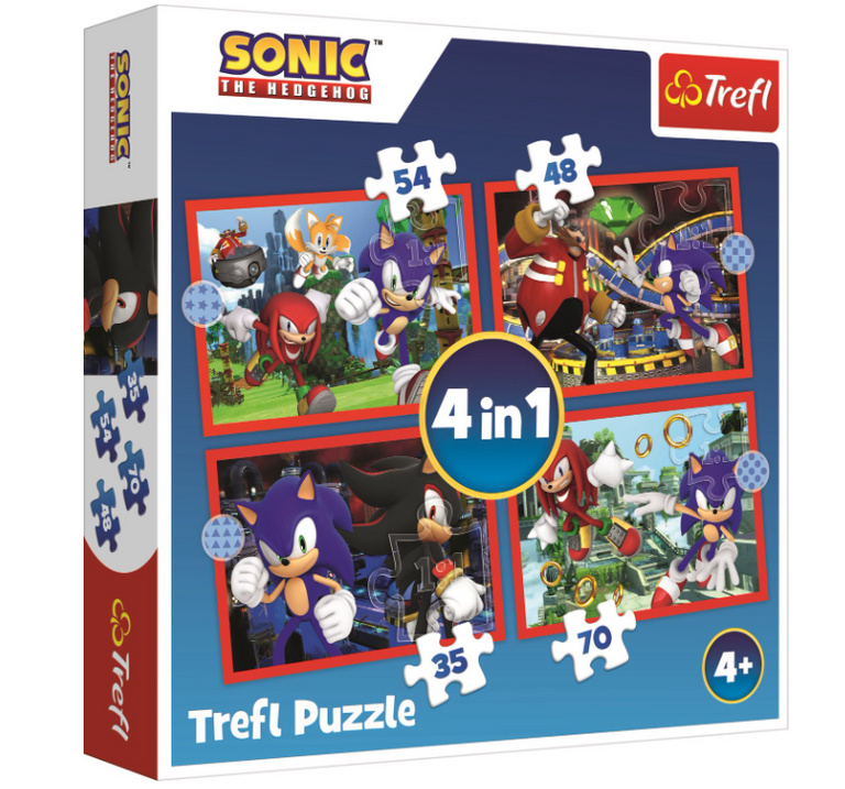 Puzzle 4v1 Sonic/Sonic The Hedgehog 28,5x20,5cm v krabici 28x28x6cm