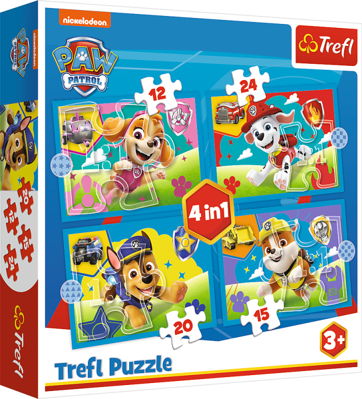 TREFL Tlapková patrola Běžící štěňata 4v1 12,15,20,24 dílků