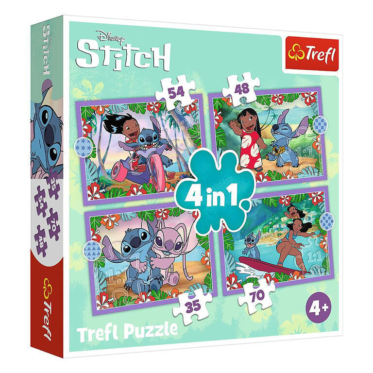 TREFL Lilo&Stitch Bláznivý den 4v1 35,48,54,70 dílků
