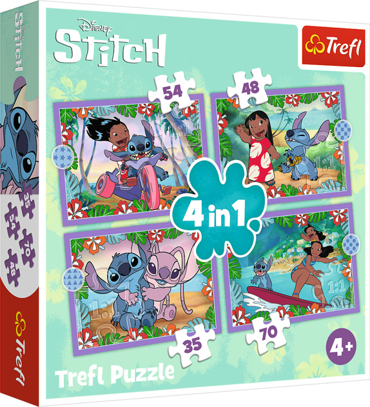 TREFL Lilo&Stitch Bláznivý den 4v1 35,48,54,70 dílků