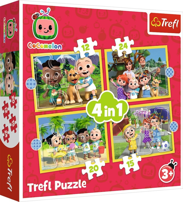 TREFL Puzzle Cocomelon: Seznamte se 4v1 (12,15,20,24 dílků)