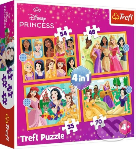 TREFL Puzzle Disney princezny: Pohádkové příběhy 4v1 (35,48,54,70 dílků)