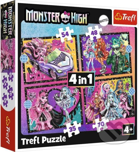 TREFL Puzzle Monster High: Elektrizující den 4v1 (35,48,54,70 dílků)