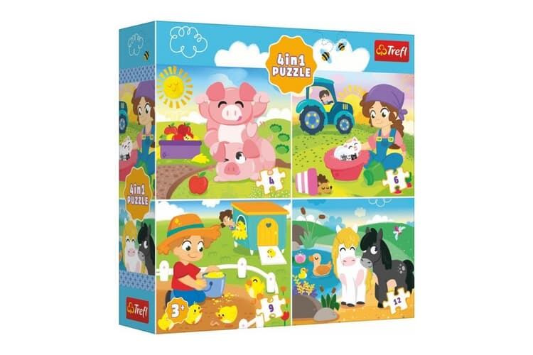 TREFL Zvířátka na vesnici 4v1 4,6,9,12 dílků