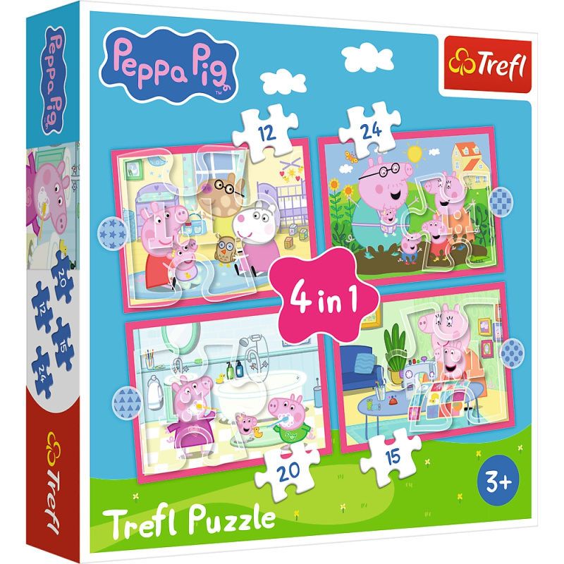 Puzzle 4 v 1 Peppa má ráda dobrodružství