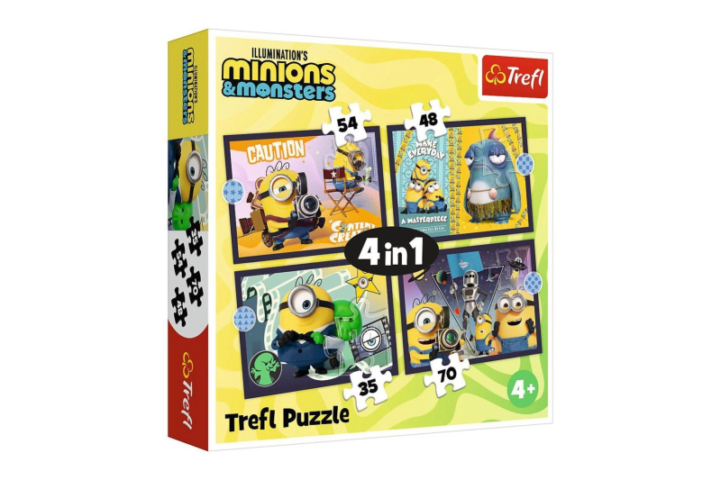 Puzzle 4 v 1 Nová dobrodružství Mimoňů