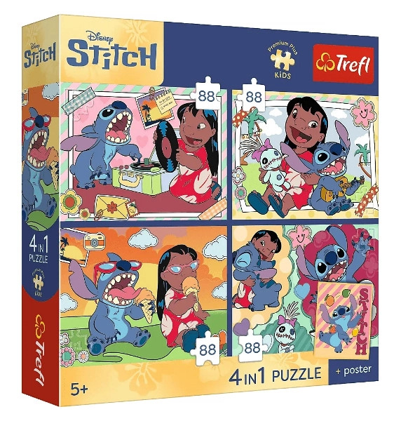 Premium dětské puzzle Stitch – 4x88 dílků (kosmický motiv)