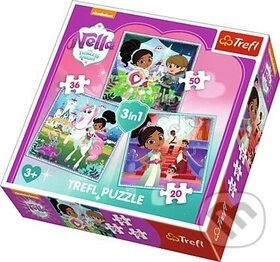 TREFL Puzzle Nella, princezna rytířů a její svět 3v1 (20,36,50 dílků)