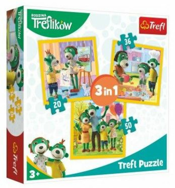 Puzzle 3v1 Rodina Treflíků 20x19,5cm v krabici 28x28x6cm