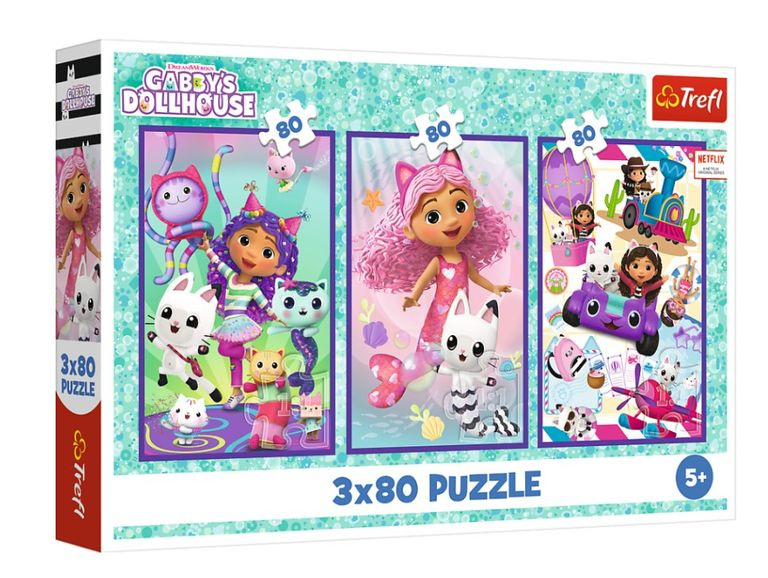 Puzzle 3x80 - barevné dny Gabby