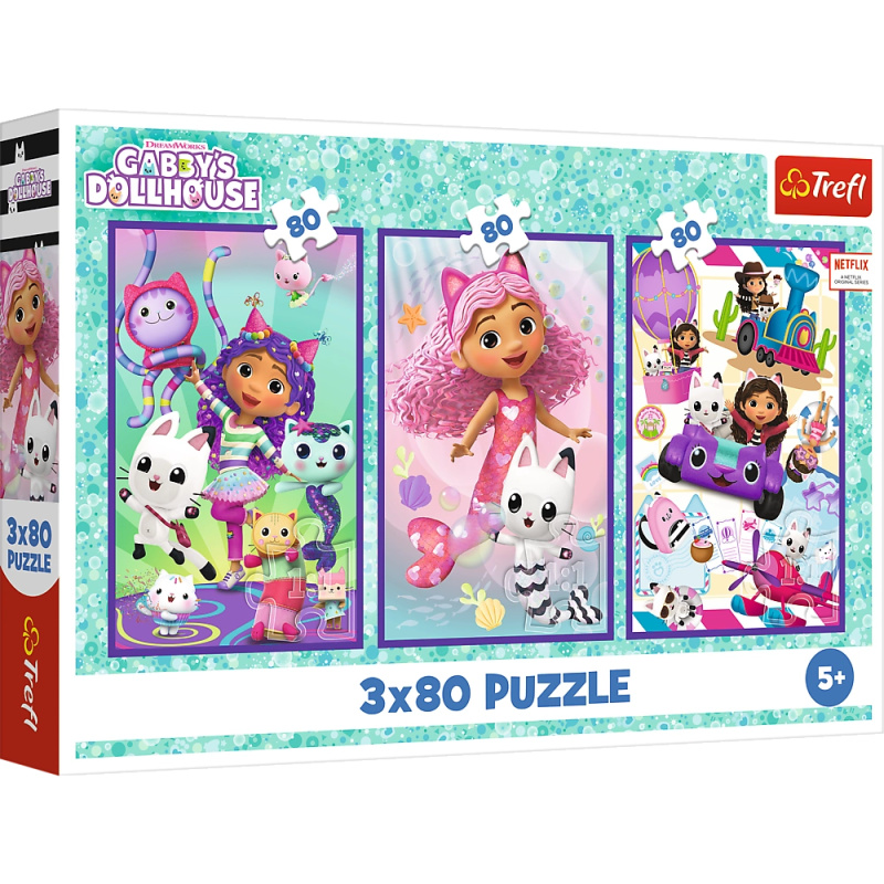 Puzzle 3x80 - barevné dny Gabby